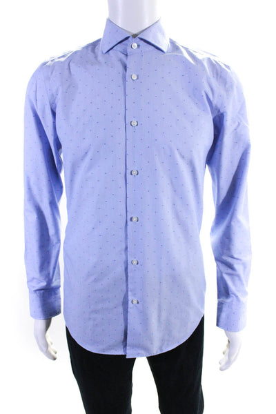 Boss Hugo Boss Men's Collar Long Sleeves Button Down Shirt Blue Size 38
