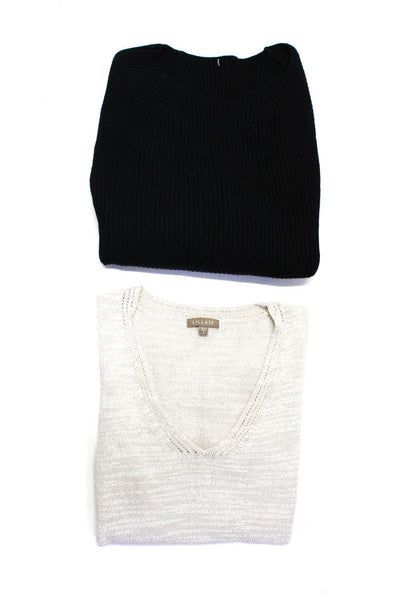 Lilla P Designer Womens Crop Sweater Knit Tank Top Beige Black Size Small Lot 2