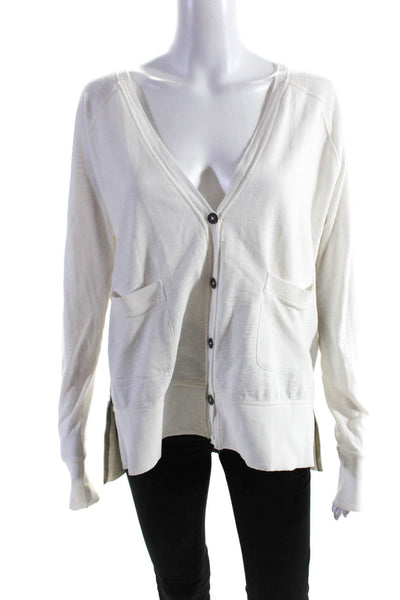 Grey State Womens Cotton Knit Button Up V-Neck Cardigan Sweater White Size 0