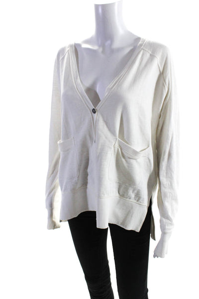 Grey State Womens Cotton Knit Button Up V-Neck Cardigan Sweater White Size 0