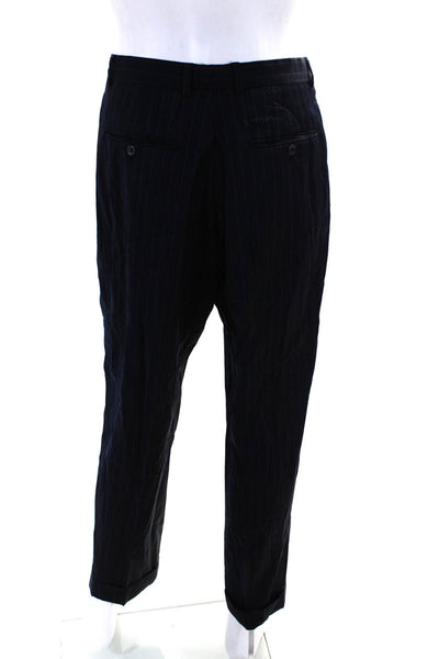 Hart Schaffner Marx Mens Striped Print Buttoned Blazer Pants Set Navy Size EUR40
