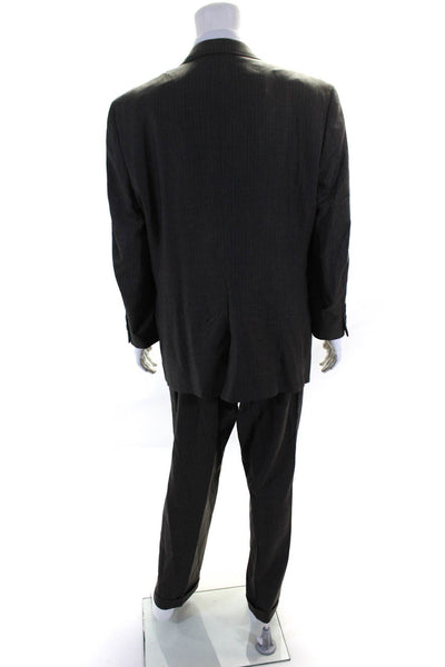 Jos A Bank Mens Striped Button Long Sleeve Blazer Pants Set Gray Size EUR46