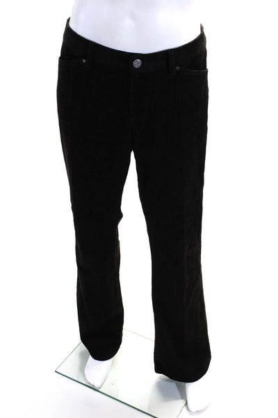 Elie Tahari Mens Cotton Ribbed Corduroy Bootcut Buttoned Pants Black Size 14