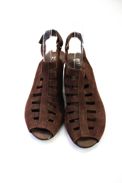 Munro Womens Brown Suede Peep Toe Slingbacks Sandals Shoes Size 10M