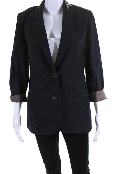 Vince Womens Two Button Notched Lapel Blazer Jacket Black Size 4