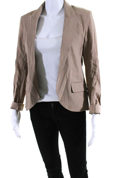 Theory Womens Cuffed Long Sleeve Pointed Lapel Open Blazer Jacket Brown Size 6