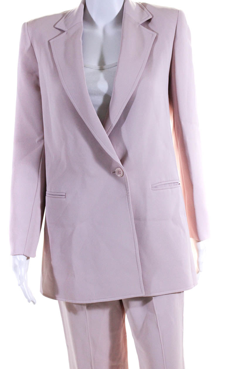 Scanlan Theodore Womens Drape Tailored One Button Pants Suit Light