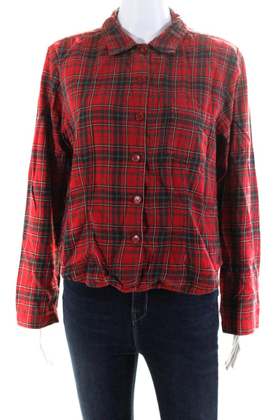 J Crew AYR Womens Plaid Long Sleeved Buttoned Top Jeans Red Blue Size L 28 Lot 2