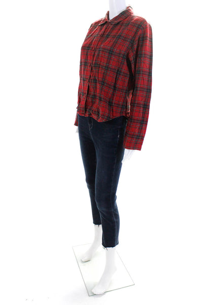 J Crew AYR Womens Plaid Long Sleeved Buttoned Top Jeans Red Blue Size L 28 Lot 2