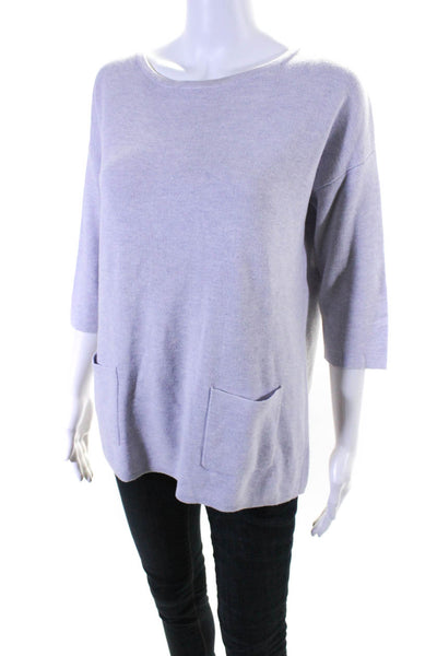 Lilla P Womens Crew Neck 3/4 Sleeve Pullover Sweater Light Purple Size Small