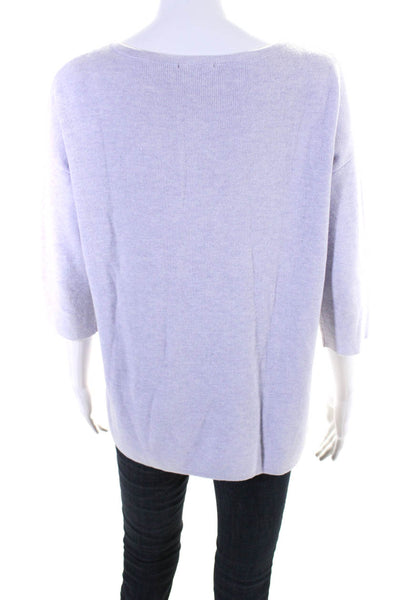 Lilla P Womens Crew Neck 3/4 Sleeve Pullover Sweater Light Purple Size Small