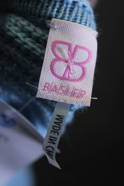 BASLER Womens Ribbed Side Zip Crew Neck Sweater Light Blue Size IT 46