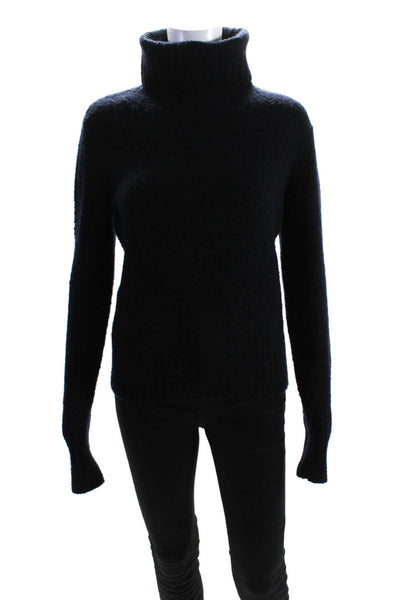 Cruciani Womens Chenille Turtleneck Pullover Sweater Indigo Size IT 42