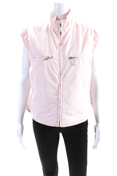 Les Copains Womens Reversible Quilted Full Zip Vest Pink Size FR 44