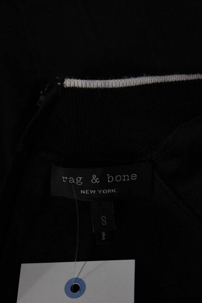 Rag & Bone Womens Back Zip Sleeveless Ribbed Crew Neck Top Black Size Small