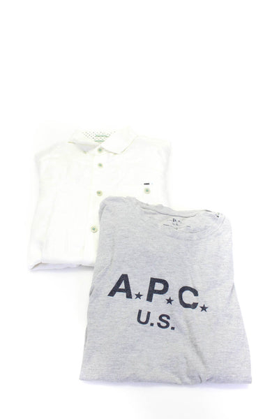 APC Ted Baker Mens Tee Button Up Shirts Gray White Size Medium 3 Lot 2