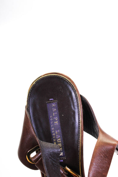 Ralph Lauren Collection Womens Leather Ankle Strap Heels Pumps Brown Size 9.5B