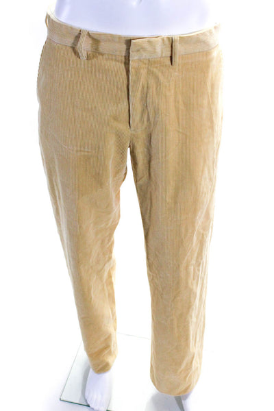 Polo Ralph Lauren Mens Cotton Ribbed Buttoned Corduroy Pants Yellow Size EUR32