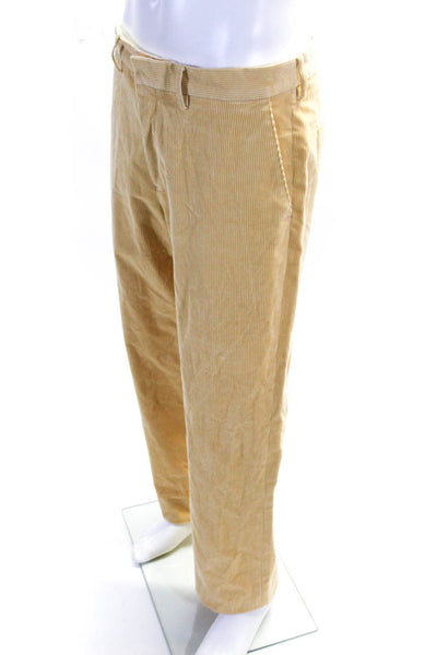 Polo Ralph Lauren Mens Cotton Ribbed Buttoned Corduroy Pants Yellow Size EUR32