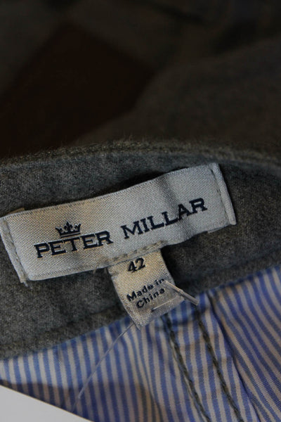 Peter Millar Mens Wool Buttoned Straight Leg Dress Pants Gray Size EUR42