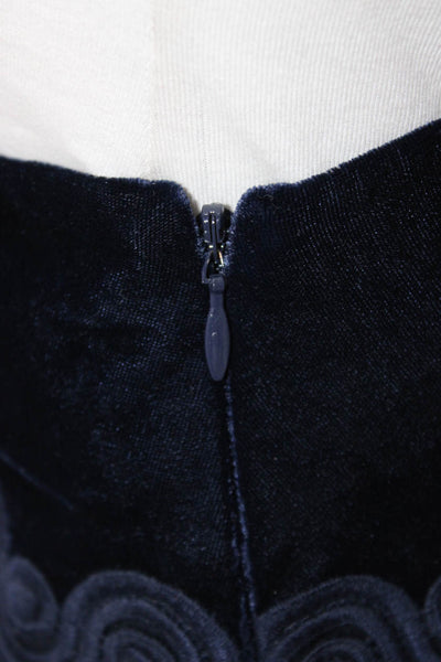 Sandro Womens Navy Blue Velour Printed Side Zip Mini Pencil Skirt Size 1