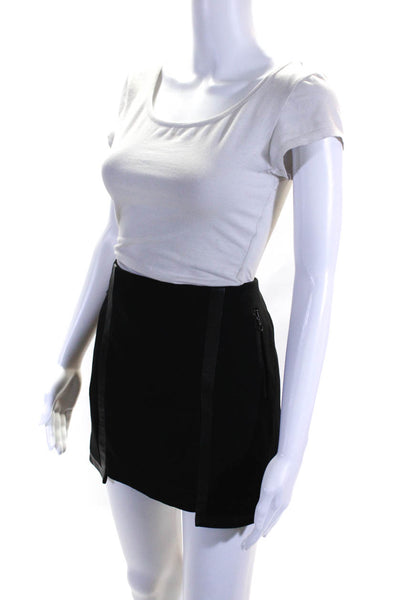 Rag & Bone Womens Black Leather Trim Front Zip Mini Pencil Skirt Size 4