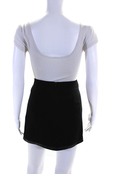 Rag & Bone Womens Black Leather Trim Front Zip Mini Pencil Skirt Size 4