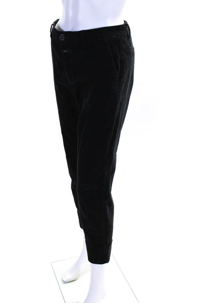 Closed Womens Black Velour High Rise Cuff Ankle Straight Leg Pants Size 26
