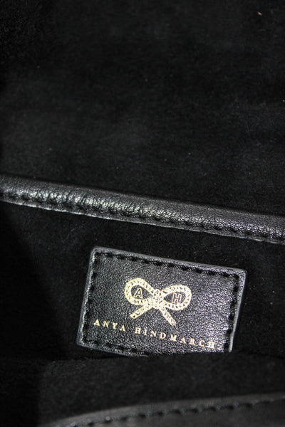 Anya Hindmarch Womens Leather Twist Lock Chain Link Shoulder Handbag Black