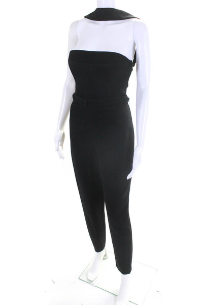 Grey Womens Adjustable Strap Zip Up Skinny Leg Jumpsuit One Piece Black Size 2