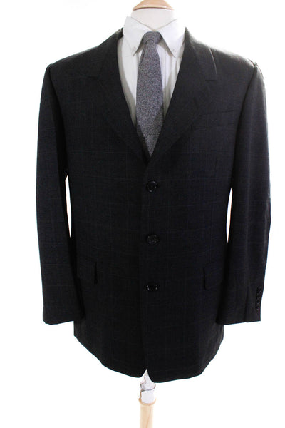 Karl Lagerfeld Men's Collar Long Sleeves Line Two Button Jacket Plaid Size 43