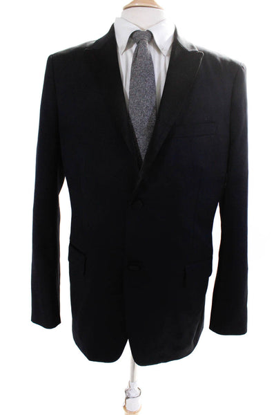 Theory Mens Wool Satin Notched Collar Two Button Up Tuxedo Blazer Navy Size 42R