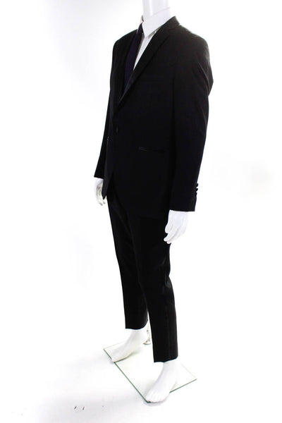 Zohreh Couture Mens Wool Notched Collar Tuxedo Jacket Pants Set Black Size 40