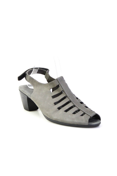 Munro Womens Gray Cut Out Peep Toe Slingbacks Sandals Shoes Size 10M