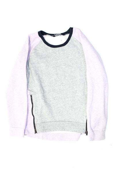 Vince Girls Colorblock Zipper Detail Crew Neck Pullover Sweatshirt Gray Size XL
