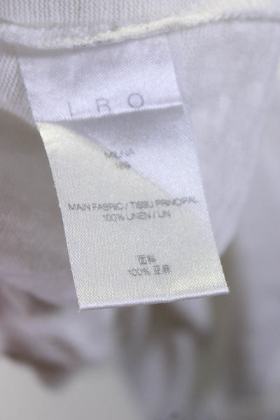 IRO Womens White Linen Scoop Neck Short Sleeve Distress Tee Top Size XS