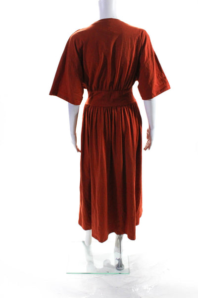 Toteme Womens Orange Crew Neck Short Sleeve Cotton Tee Dress Size XXS