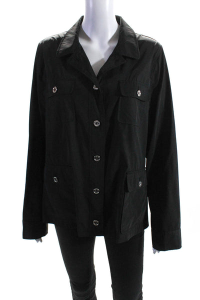 Calvin Klein Womens Long Sleeve Four Pocket Button Up Basic Jacket Black Size L