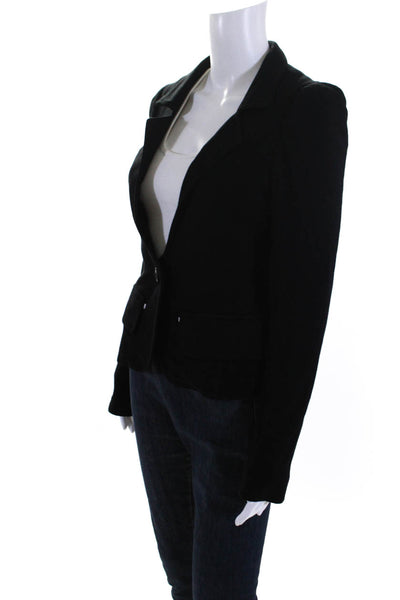 Yoana Baraschi Womens Single Button Notched Lapel Knit Jacket Black Size Small