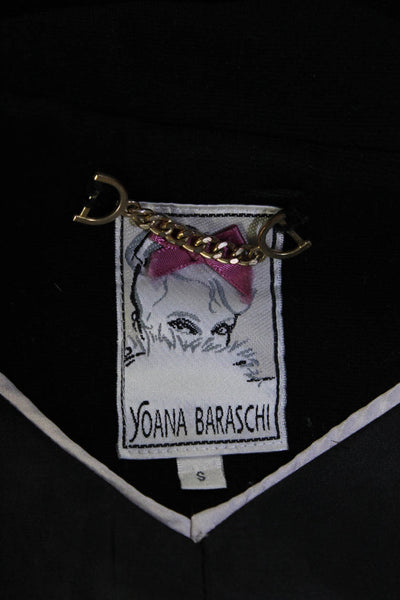 Yoana Baraschi Womens Single Button Notched Lapel Knit Jacket Black Size Small
