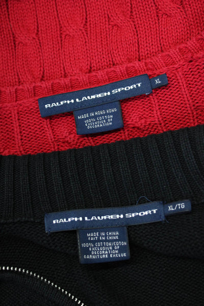 Ralph Lauren Sport Womens Cable Knit Sweater Jacket Red Black Size XL Lot 2