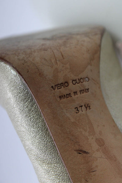 Giuseppe Zanotti Design Womens Twist Slingbacks Pumps Gold Size 37.5 7.5
