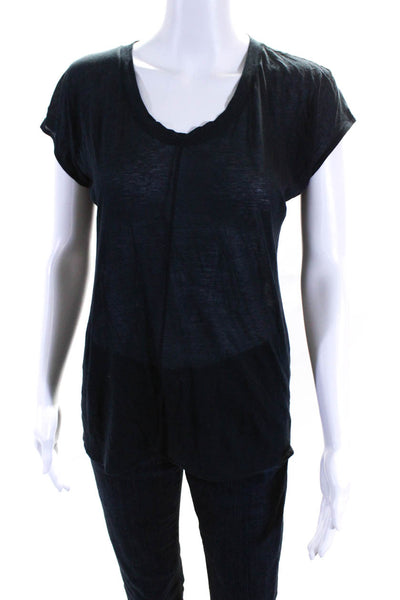 Marni Womens Short Sleeves Tee Shirt Navy Blue Cotton Size EUR 42