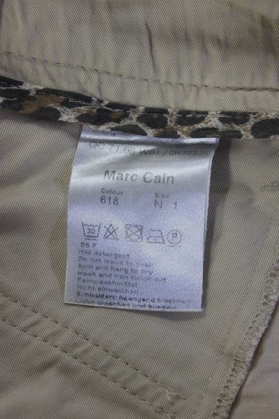 Marccain Womens Cotton Two Button Knee Length Unlined Straight Skirt Tan Size S