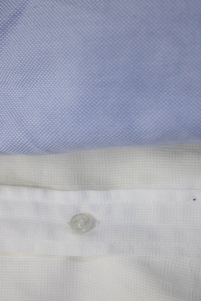 Shot By Gimel Warp Weft Mens Button Up Dress Shirts White Blue Size 44 M Lot 2
