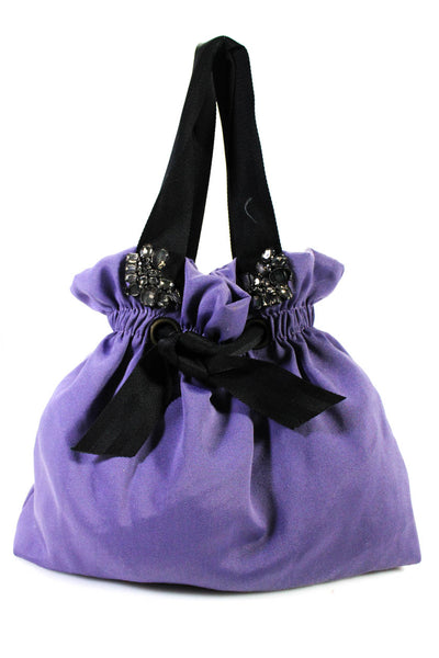 Vera Wang Lavender Label Womens Gem Detail Drawstring Shoulder Bag Purple