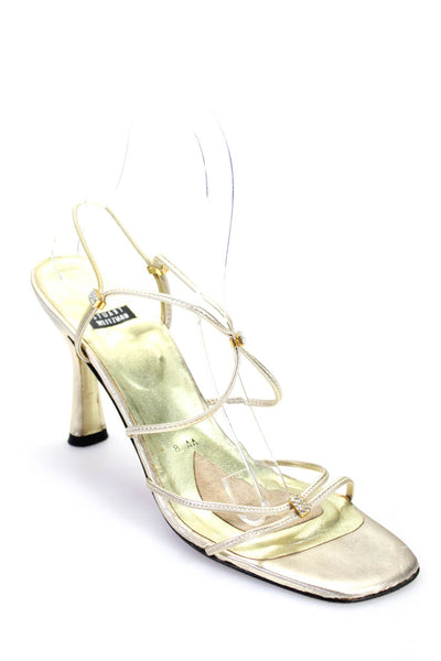 Stuart Weitzman Womens Gold Strappy High Heels Constellation Sandals Shoes Size8
