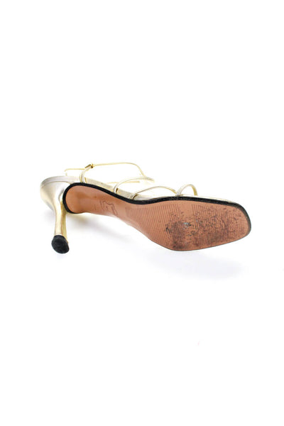 Stuart Weitzman Womens Gold Strappy High Heels Constellation Sandals Shoes Size8
