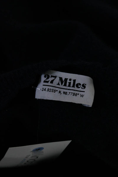 27 Miles Womens Split Hem Round Neck Long Sleeve Pullover Sweater Navy Size M