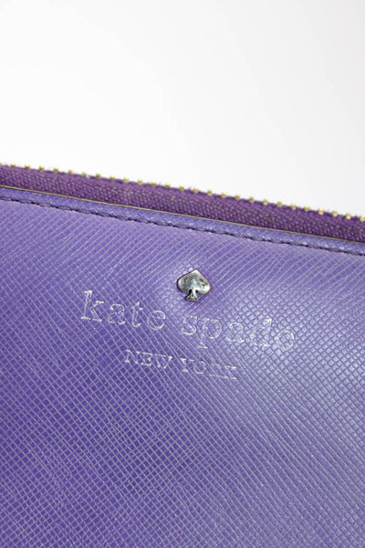 Kate Spade New York Womens Saffiano Leather Zip Around Wallet Lavender Purple
